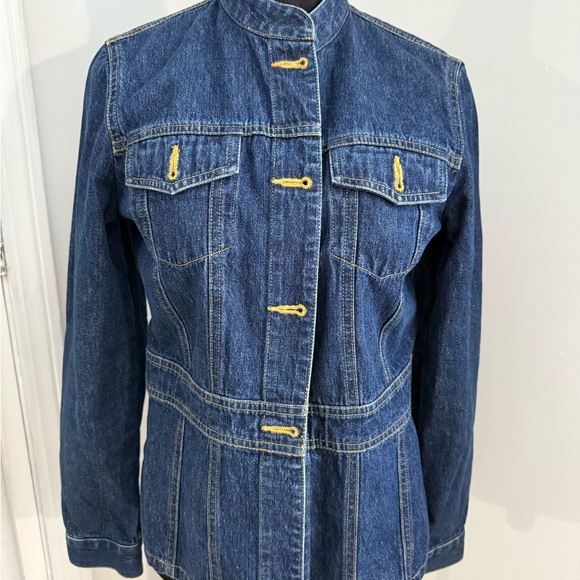 Valerie Stevens Jackets & Blazers - Valerie Stevens Blue and Yellow Jean Jacket Tailored Fit